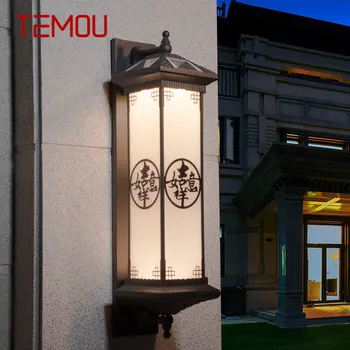 Уличный Солнечный настенный светильник TEMOU Креативный Китайский кофейный светильник-бра LED Водонепроницаемый IP65 для дома, виллы, балкона, двора