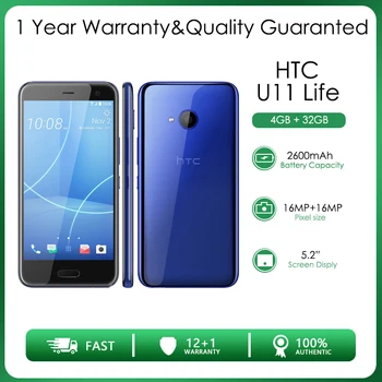 Восстановленный HTC U11 Life 3 ГБ 32 ГБ-Оригинальный разблокированный мобильный телефон 5,2 дюйма 2600 мАч с Wi-Fi, Бесплатная доставка