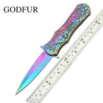 Складной подарочный нож с титановой головкой GODFUR Color 5cr13mov с коррозионным лезвием, инструмент для кемпинга на открытом воздухе, карманные ножи для выживания на охоте