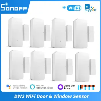 Ewelink DW2 Wifi Беспроводной Дверной датчик окна 433 МГц RF Детекторы открытия / закрытия Alexa Google Home Охранная сигнализация Smart Home