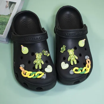 Трендовая обувь, амулеты для обуви, сабо с милым мишкой из мультфильма Croc, украшения для обуви, качественные универсальные аксессуары Croc, модные поделки своими руками