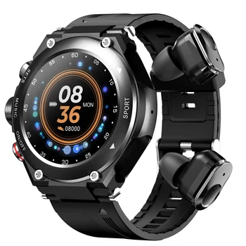 Maxtop, оптовая продажа, портативные мужские сенсорные новые водонепроницаемые беспроводные смарт-часы Tws Bluetooth 2 В 1 с наушниками