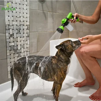 Пистолет для душа для собак Распылитель высокого давления Сопло Шланг 3 режима Регулируемого мытья домашних животных Вода для ванны Пена Мыло Распылитель инструмент для чистки собак