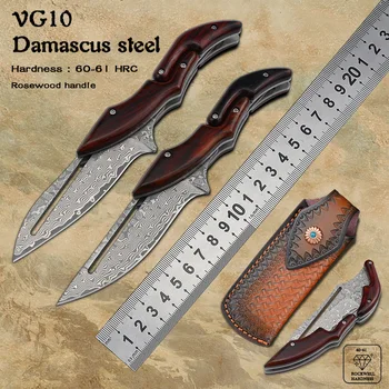 Карманные ножи VG10 из дамасской стали для выживания на открытом воздухе EDC Ручной инструмент Походный складной нож тактический