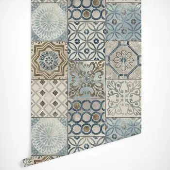Обои из марокканской плитки, Винтажные обои из керамической плитки, мозаичная плитка, съемные флизелиновые обои,