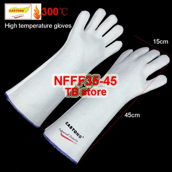 Перчатки CASTONG при высокой температуре 300 градусов, 45 см, удлиняющие противопожарные перчатки для выпечки в духовке, сварочные защитные перчатки от ожогов, рабочие