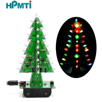 Набор для изготовления трехмерной рождественской елки со светодиодной подсветкой красного/зеленого/желтого цвета, схема RGB-вспышки, набор электронных развлечений.