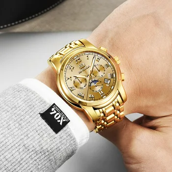 Оригинальные мужские часы Binkada Модные водонепроницаемые Полностью автоматические механические часы высокого класса Tuhao Gold Watch Brand Watch mens