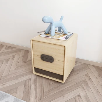 Современный минималистичный прикроватный столик из ясеня с выдвижным ящиком Со стороны кровати из массива скандинавского дерева, Небольшой шкафчик с выдвижным ящиком