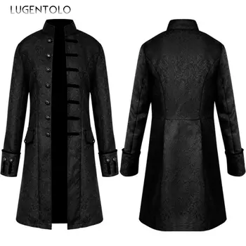 Мужское средневековое панк-пальто Lugentolo со стоячим воротником, однобортный Винтажный дворцовый Карнавальный костюм для косплея, Жаккардовые куртки