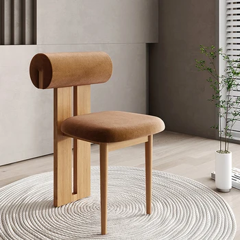 Современные обеденные стулья из овечьего флиса для кухонной мебели Обеденный стул с удобной спинкой, Индивидуальность, простые ресторанные обеденные стулья