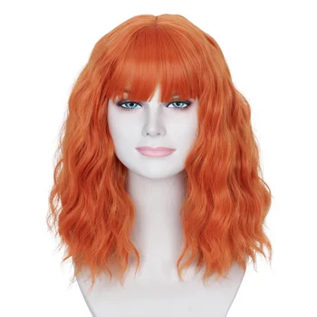 Missuhair Короткий Оранжевый парик с челкой Для женщин, стрижка Боб длиной до плеч, Сменный парик для повседневного костюма, Парик…