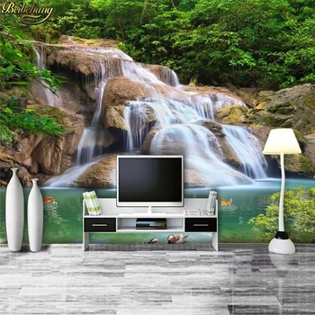 beibehang, изготовленные на заказ, водонепроницаемые стерео 3D полы, обои с водопадом для стен спальни, настенные росписи, обои для домашнего декора