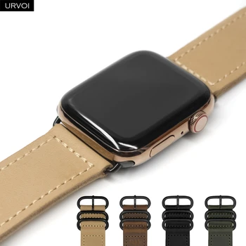 Ремешок URVOI для Apple watch серии 7 6 SE 5 4 3 2 1 ремешок для iwatch ручной работы в винтажном стиле ретро удобный с черной классической пряжкой