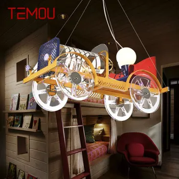 Подвесной светильник для детской машины TEMOU, винтажный светодиодный креативный мультяшный светильник для декора детского сада с дистанционным управлением