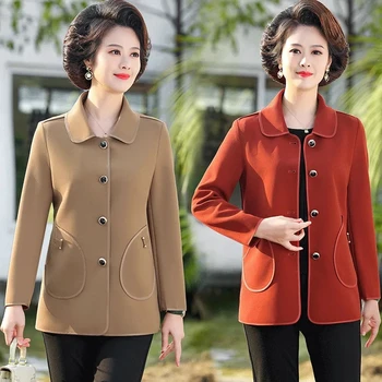 Модное Корейское Весеннее пальто для мамы 2023, Новый Свободный Повседневный топ для женщин среднего возраста, Осенняя Тонкая ветровка, верхняя одежда 5XL