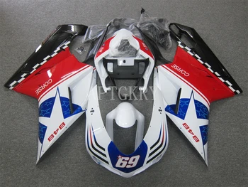 Новый Комплект мотоциклетных обтекателей из АБС-пластика, пригодный для Ducati 848 evo 1098 1198 2007 2008 2009 2010 2011 2012 На Заказ Белый Красный 69