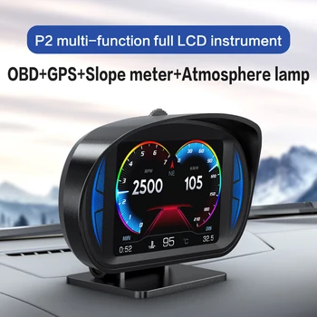 Автомобильный HUD, двухсистемный OBD2 GPS, головной дисплей, цифровой спидометр с сигнализацией о превышении скорости, сигнализация о напряжении, предупреждение об усталости водителя