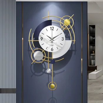 Цифровые большие настенные часы Современная гостиная Золото Черный Металлический дизайн Простое настенное искусство Модные часы Украшение часов