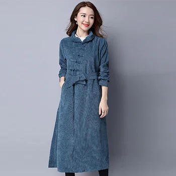 Тренчкот для женщин, длинные пальто в китайском стиле, женские зимние 2018 осенние трендовые стили, женские теплые тренчкоа KK2660 L