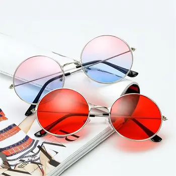 Круглые солнцезащитные очки в стиле хиппи 2022 года, модные круглые металлические солнцезащитные очки в круглой оправе для женщин, мужские очки для дискотек
