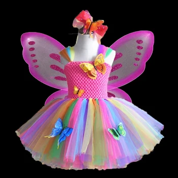 Платье феи-бабочки для девочек в пастельных тонах, детские платья-пачки, наряд для детского выступления на сцене, костюмы для вечеринки по случаю дня рождения