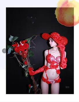 Сексуальная красная и черная роза на день Святого Валентина, танцевальная команда gogo, диджей, певица, ds bar, костюм для ночного клуба