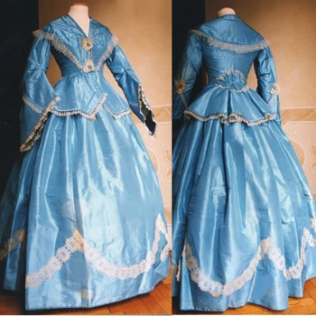 1860-е годы гражданская война бальное платье викторианская гражданская война синее платье женщины юг и север косплей платье ретро викторианское дневное платье