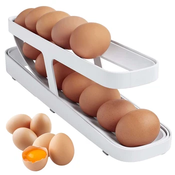 Уникальный держатель для яиц с автоматической прокаткой, контейнер для яиц на 12-14 яиц, Кухонный органайзер для кладовой, Столешница, Холодильник