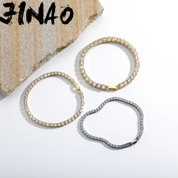 JINAO 2021 3 мм 4 мм 5 мм AAA CZ Высококачественные браслеты с квадратным цирконием Ice Out для мужчин и Женские браслеты для рук