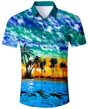 Летние мужские рубашки, гавайская рубашка с необычным принтом, Повседневные футболки с коротким рукавом, одежда на пуговицах, Гавайская винтажная одежда