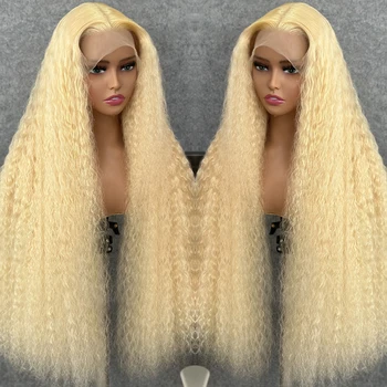 глубокая свободная волна 13x4 613, прозрачный кружевной парик цвета медовой блондинки, Бразильский водяной кудрявый парик из человеческих волос для чернокожих женщин