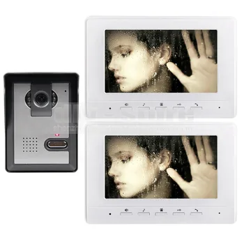 7-дюймовый видеодомофон DIYSECUR, видеодомофон-видеодомофон, 1 Камера, 2 монитора для системы безопасности дома/офиса, белый