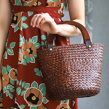 Сумка из травяной ткани, универсальная женская сумочка ручной работы