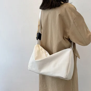 2023 Новые женские модные сумки в стиле ретро, однотонная сумка из искусственной кожи через плечо, повседневная женская сумка-бродяга большой емкости