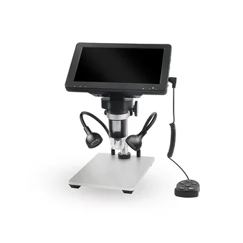 Цифровой микроскоп с 7-дюймовым HD-ЖК-экраном с внешним светодиодным источником света, видеоэкран-микроскоп с разрешением 1200X