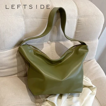 Однотонные сумки-хобо из искусственной кожи 2023 Весенний тренд, женские большие дизайнерские простые сумки, сумки через плечо большой вместимости