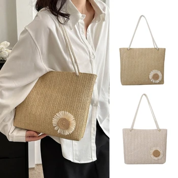 Женская соломенная сумка через плечо, большая вместительная сумка-тоут ручной работы, модная летняя пляжная сумка, женская модная сумка подмышками