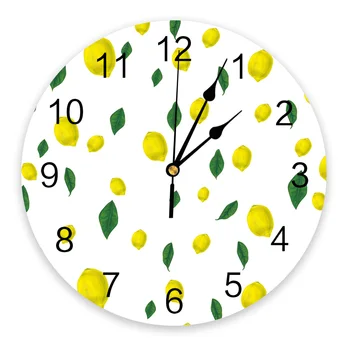 Настенные часы с рисунком из листьев лимона, плитки, настенных часов для спальни, больших современных кухонных обеденных круглых настенных часов, часов для гостиной, домашнего декора