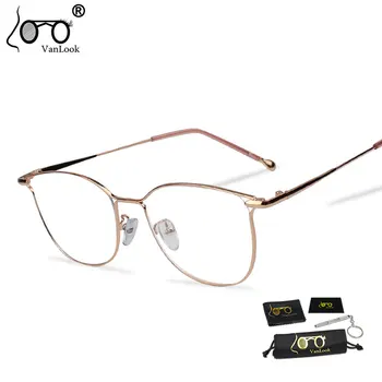 VANLOOK Женские очки с кошачьими ушками против голубых лучей, Металлические очки для кошачьих глаз, Модные оптические характеристики, простые линзы