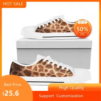 BKQU Летняя женская обувь с принтом жирафа, парусиновая Удобная повседневная обувь, женские комфортные кроссовки на шнуровке, espadrille femme 2022