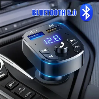 Bluetooth-совместимый FM-передатчик Автомобильный плеер Комплект Карта Автомобильное зарядное устройство Quick 3.0 Двойной USB вольтметр Aux Автомобильный передатчик 12V 24V