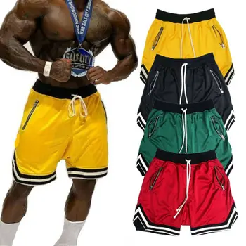 2010 Новые мужские шорты для бега в полоску, сетчатые быстросохнущие шорты, мужские шорты для бега в тренажерном зале, мужская спортивная одежда