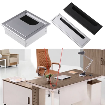 1 шт. Практичный офисный стол для ПК из алюминиевого сплава, прямоугольник рабочего стола, крышка отверстия для прокладки кабеля, розетка с черной щеткой