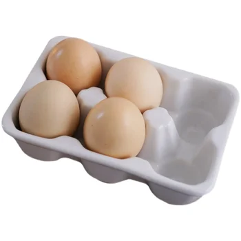 Европейский белый керамический лоток для хранения яиц с 6 отделениями, Простая корзина для яиц для завтрака, Многофункциональный лоток для хранения кухонной утвари