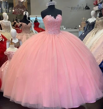 Angelsbridep Бальное платье из тюля, пышные платья, Vestidos De 15 Anos, вечерние платья для вечеринки в честь Дня рождения принцессы с аппликацией из бисера